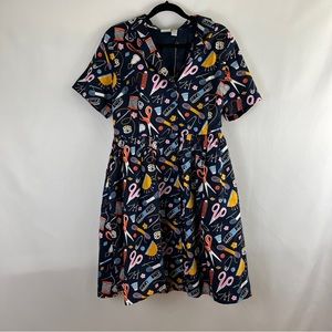 Joanie Clothing Pepper Craft Print Shirt Dress UK16 US12